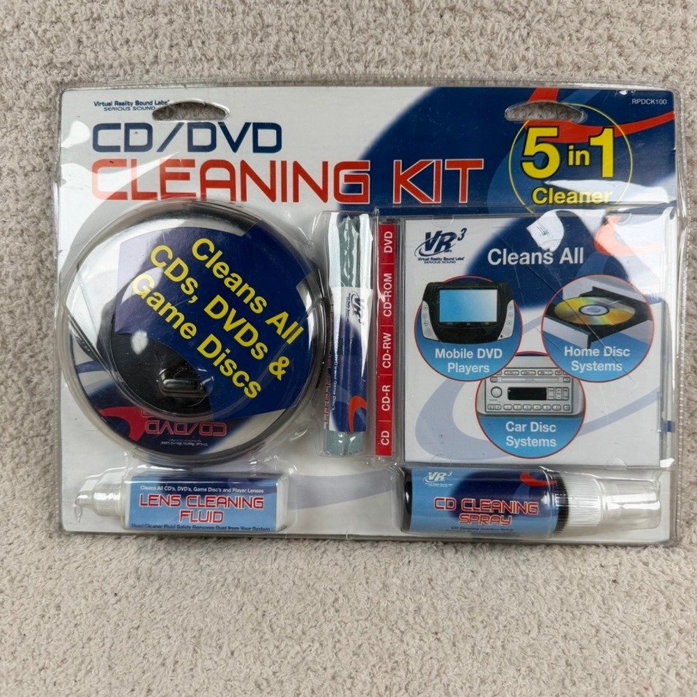 VR3 Virtual Reality Sound Labs 5-in-1 CD DVD Cleaning Kit RPDCK100 New Sealed